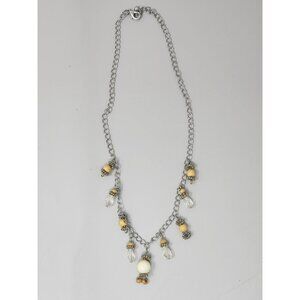 Vintage Silver‎ Beaded Matching Necklace & Earrings Costume Jewelry